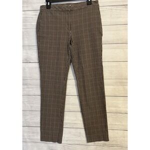 J.Jill Women's Plaid Premium B1-Stretch Dressy Pants 8T Brown Blue Plaid